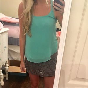 Teal detailed back tank top